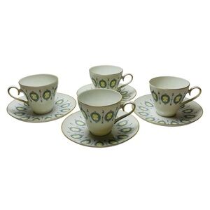 Krautheim & Adelburg K&A Fine China Demitasse Cups Saucers FR166 Set of 4